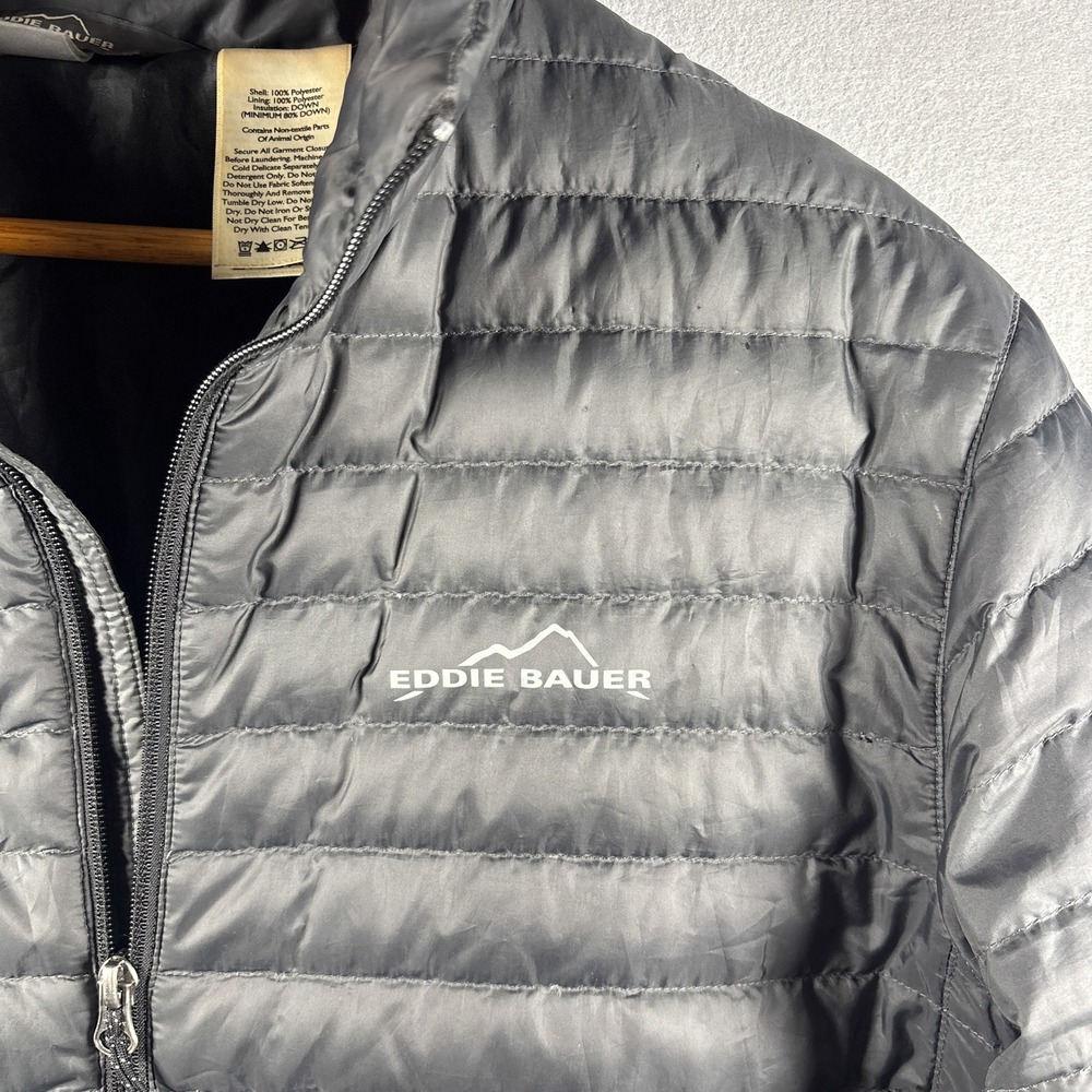 Eddie Bauer 650 Down Puffer Jacket Mens Medium Full Zip Quilted Dark Gray - Picture 4 of 10